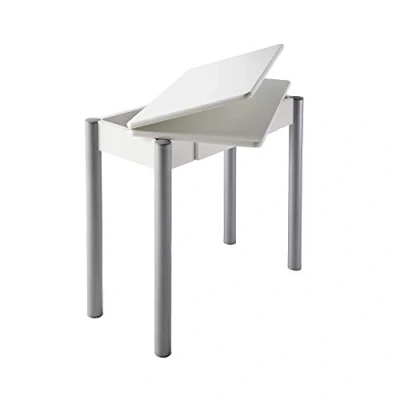 Imagen de Momma Home Mesa extensible de Cocina y comedor moderna Plegable, Color Blanco/Plata, Modelo Ribeta Medidas 80x40/80x78 cm