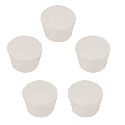 Imagen de stonylab Tapones de Goma Sólida, 5 Paquete 12# 51mm x 63mm 39.5mm Blanco Sello Lab, Adapta a Todos los Matraces Erlenmeyer stonylab/Labasics