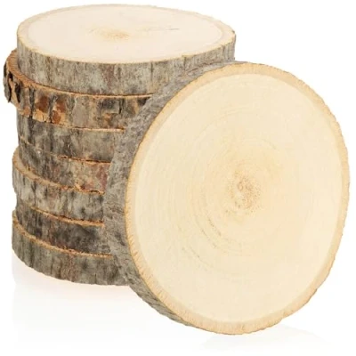 Imagen de com four® 8X Discos de Madera con Corteza Posavasos Vidrio para Proteger Muebles Manualidades y decoración Piezas Redondas Ø Aprox. 8 10 cm Disco árbol