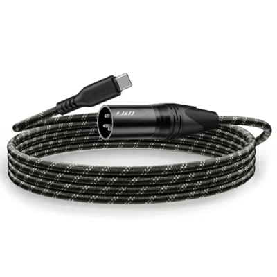 Imagen de J&amp;D Cable USB Tipo C a XLR Macho de Salida Audio, Trenzado 2 Metros para Amplificador, Altavoz, Consola Mezcladora, Compatible con iPhone 15/16 y Serie Galaxy S24,