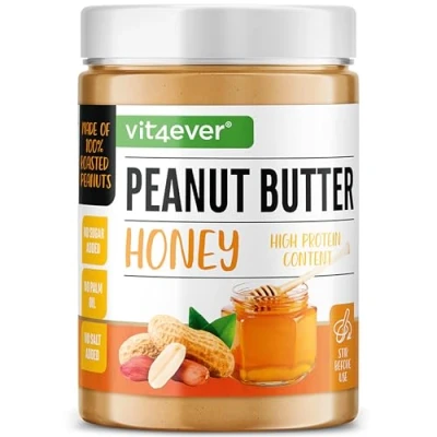 Imagen de Mantequilla de Cacahuete con Miel 1kg natural Alta en Proteínas sin sal, aceite ni grasa palma añadidos Vegetariano