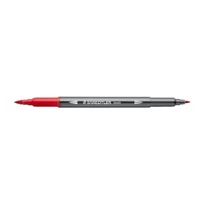 Imagen de Staedtler aquarell Journey 3001 2 Rotulador de doble fibra (punta fina y punta flexible, 10 rotuladores rojos), color rojo