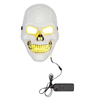 Imagen de Boland 72258 Máscara LED Killer Skull, Blanco, Funciona con Baterías, 2 x AA, Luz LED, Facial Accesorios Halloween Carnaval Fiesta Temática
