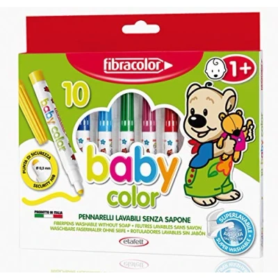 Imagen de FIBRACOLOR Rotuladores Baby Color Paquete de 10 colores superlavables solo con agua