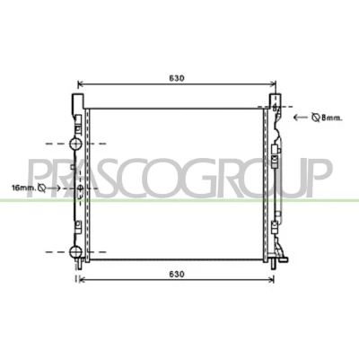 Imagen de PRASCO ME750R002 Radiador, refrigeración del motor Aluminio 560mm 489mm 23mm Aletas unidas mecánicamente RENAULT: Kangoo I Express