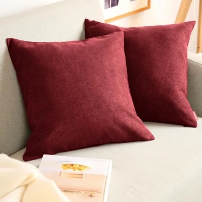 Imagen de Blumtal Juego de 2 Funda para cojín Chenilla Fundas Decorativas sofá con Cremallera Cubierta, Roja, 60 x cm