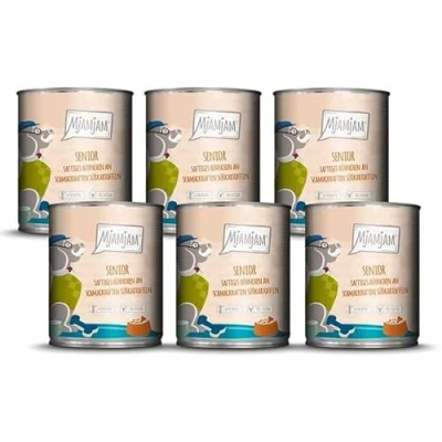 Imagen de MjAMjAM Comida húmeda Premium para Perros Senior jugoso Pollo con sabrosas Batatas, Pack de 6 (6x800g), sin Cereales