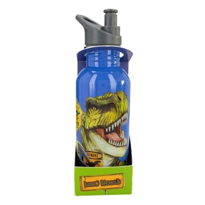 Imagen de Depesche 12900 Dino World Danger Azul con Motivo Trex, Botella Deportiva tapón para Beber a Prueba de Fugas, Capacidad Aprox. 600 ml, Multicolor