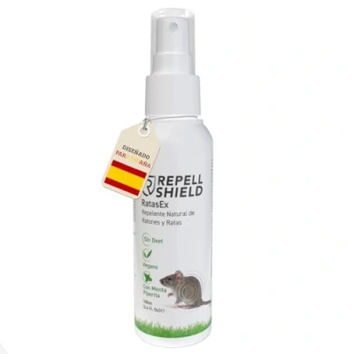 Imagen de RepellShield Spray Ahuyentador de Ratas y Ratones con Aceite Esencial Menta para Exterior e Interior Alternativa Natural a Veneno Repelente Ultrasonico, 100ml