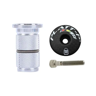 Imagen de PLATT Tapa superior para auriculares de bicicleta fibra carbono 3K con expansor horquilla bicicleta, se adapta a vástagos y horquillas 1 1/8 pulgadas