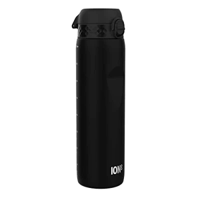 Imagen de Ion8 Botella de Agua 1 Litro, 1000 ml, a Prueba Fugas, Fácil Abrir, Cerradura Segura, Asa Transporte, Apta para Lavavajillas, Sin BPA, Ideal Deporte y Gimnasio, Negro