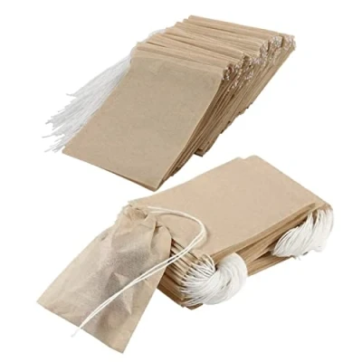 Imagen de Filtro Té de Papel, 200 Pcs Bolsas Filtros para Te Desechables con Cordón, Bolsitas Infusor Vacía a Granel, Hierbas, Especias y Hierbas Medicinales, 5x7cm Color Primario