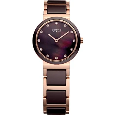 Imagen de BERING Mujer Análoga Cuarzo Reloj de Pulsera colección con Acero inoxidable/cerámico und Cristal zafiro , Rosa/Marrón