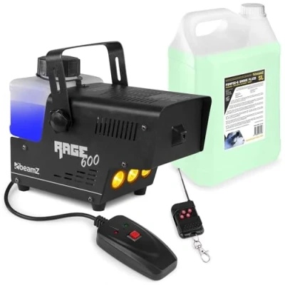 Imagen de BeamZ RAGE600LED Máquina de Humo con Efecto Luz + 5 Litros Líquido Humo, 600 Watt, Líquido, Niebla, Mando a Distancia, Tanque 2 Litros, Temporizador, DMX
