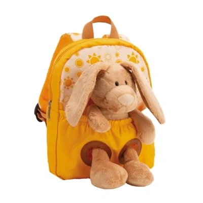Imagen de NICI mochila 21x26cm con conejo de peluche 25cm amarillo juguete suave y desmontable Bolsa jardín infantil felpa para niños niñas 61764