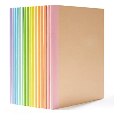 Imagen de feela paquete de 16 cuadernos papel kraft A5, 60 páginas, bloc notas a granel, cubierta marrón suave, múltiple para estudiantes, viajeros, planes escritura, notas, suministros
