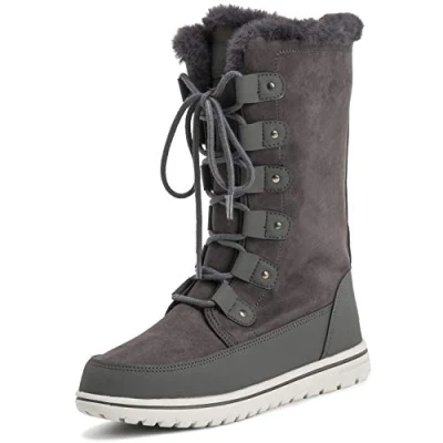 Imagen de Polar Boot Mujer Alto Durable Piel Sintética Invierno Lluvia Nieve Impermeable Al Aire Libre Becerro Botas 6 GRE39 AYC0531