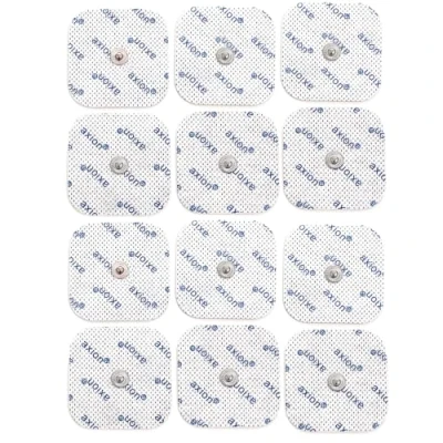 Imagen de 12 electrodos axion de 5x5 cm Compatibles con Beurer y otros electroestimuladores TENS EMS Reutilizables autoadhesivos conector botón 3,5 mm