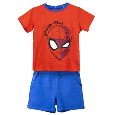 Imagen de Conjunto de 2 Piezas Spiderman Camiseta y Pantalón Corto Talla 24 Meses Elaborado con Algodón 100% Fresco Cómodo Cierre Botones Producto Original Diseñado en España