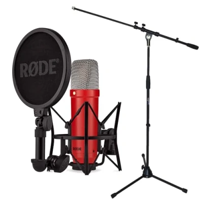 Imagen de Rode NT1 Signature Red Micrófono de estudio con soporte keepdrum, color rojo
