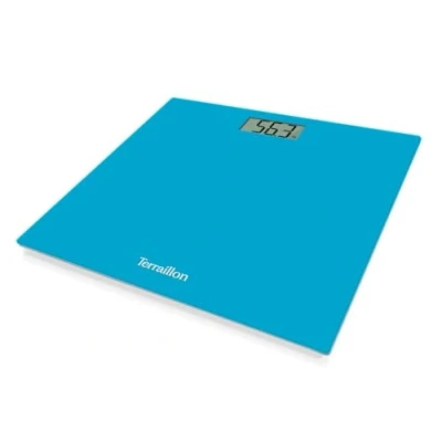 Imagen de TERRAILLON Báscula de baño electrónica Ultraplana, Encendido/Apagado automático, Gran pantalla LCD, 150kg TX1500, Azul