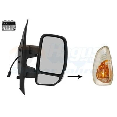 Imagen de espejo retrovisor Van Wezel 3799808 derecha negro completo, convexo, calefactable, con sensor de temperatura, gran angular, brazo co