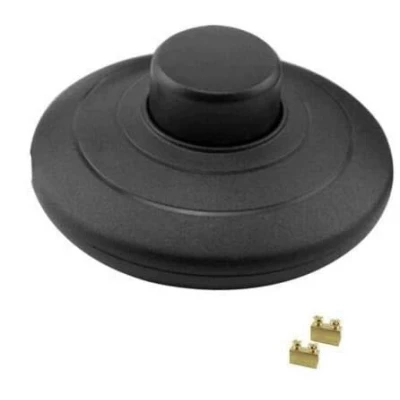 Imagen de interruptor de lámpara con contactos rosca, pedal, intermedio, 1 polo, 2 A, color negro, el pie redondo se puede conectar a cable o 3 núcleos