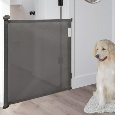 Imagen de Valla extensible gris de 130 cm para perros y mascotas
