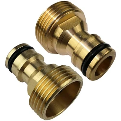 Imagen de AERZETIX Set/Kit/Juego de 2 Adaptadores Macho 3/4&#039;&#039; Racor Rápido para grifo Rosca Exterior Nariz del Accesorio/Herramienta Jardín/Fontanería/Riego Latón C47449
