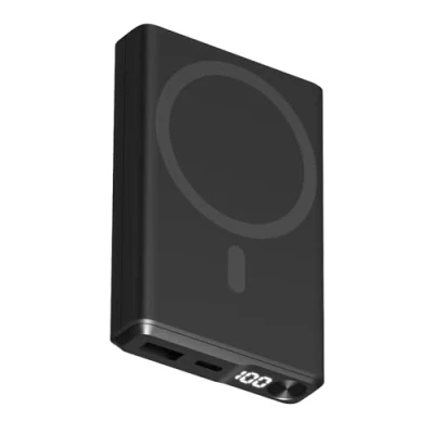 Imagen de Powerbank Magnética Ksix 10.000 Mah, Compatible Magsafe, Power Delivery, 22,5 W, Cable Usb A c, Carga Simultánea, Negro