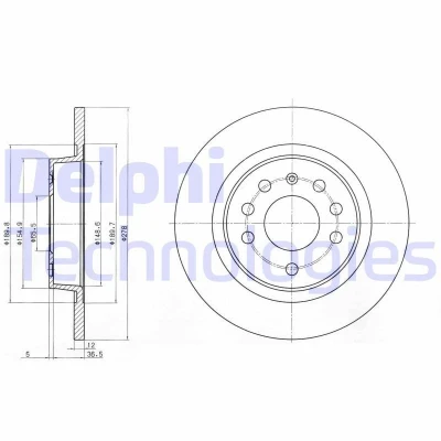 Imagen de DELPHI BG3731C Disco de freno 278 12 5 macizo revestido sin procesar cojinete rueda, anillo sensor ABS OPEL: Vectra C Berlina, CC