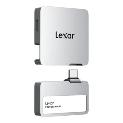 Imagen de Lexar 2TB Externo SSD Professional Go con Hub, Ultracompacto, Compatible Apple ProRes, hasta 1050 MB/s de Lectura, USB 3.2 Gen 2, Resistente al Agua y Polvo IP65, para iPhone 15/16, Plateado