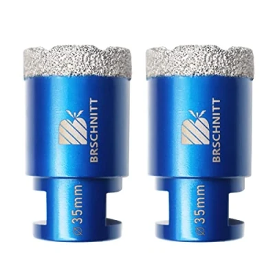 Imagen de Broca de Diamante 35MM BRSCHNITT Vacío Soldadura para Perforación en Seco Porcelana Azulejo Granito Mármol M14（2 Piezas）