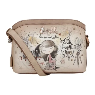 Imagen de Anekke Bandolera Mujer de Polipiel para con Correa Ajustable y Cierres Cremallera 3 Compartimentos Accesorios Complementos Medidas 23x16x11 cm