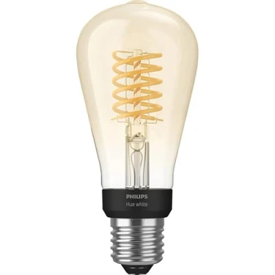 Imagen de Philips Hue Bombilla LED Inteligente de Filamento, Luz Blanca Cálida Regulable, casquillo E14 tipo ST64 7W 580 Lúmens, Compatible con Alexa y Google Home