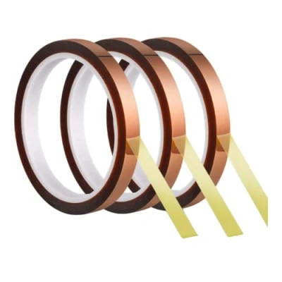 Imagen de Dpm tapes Cinta adhesiva de Polyimide resistente a altas temperaturas, soldadura, electrónica, impresoras 3D. Ideal para imprimir pegatinas, gráficos en camisetas, tazas 3 piezas (8 mm x 33 m)