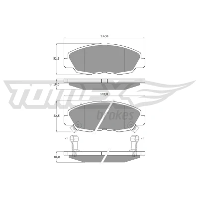 Imagen de TOMEX brakes TX 10 98 Juego de pastillas freno Eje delantero con avisador acústico desgaste HONDA: CIVIC 8 Hatchback, Accord 7 Limousine