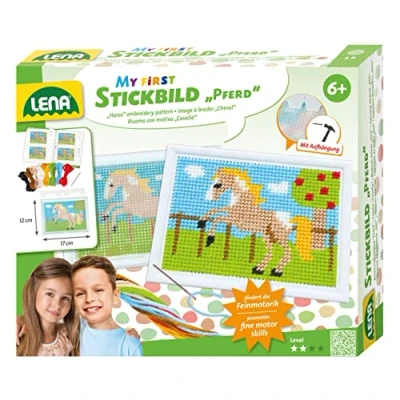 Imagen de Lena 42625 Kit de punto cruz, juego bordado para niños a partir 6 años