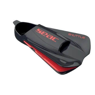 Imagen de Seac Unisex&#039;s Shuttle 100% Silicona Aletas cortas para natación diseñadas entrenamiento de fuerza o cardiovascular, negro/rojo, 4/6UK