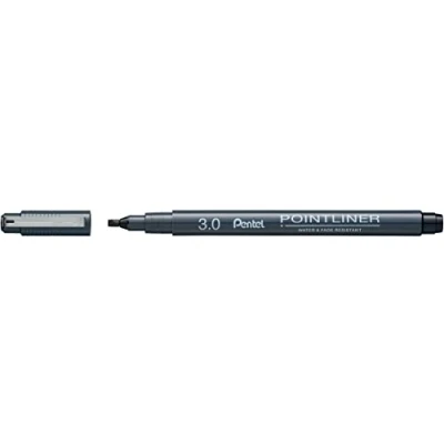 Imagen de Pentel Pointliner Calligraphy S20P C30A Rotulador de punta fina con caligrafía revestida metal, color negro, resistente al agua y a la luz, 3,0 mm, 1 unidad (1 unidad)