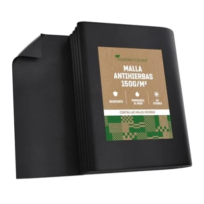 Imagen de GardenGloss 50m² Premium Tela Antihierba contra Las Malas Hierbas 150g/m² Extra Fuerte Mallas Resistente al Desgaste 50g/m² Alta estabilización UV (50m x 1m, 1 Rollo)