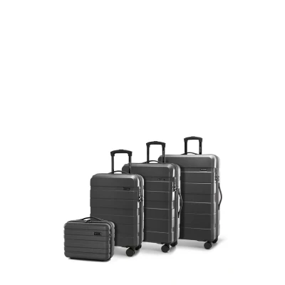 Imagen de WITTCHEN Comodo Line Juego de 4 Maletas Bolsa Viaje Equipaje Dura ABS Cerradura TSA Tamaño (S+M+L+Neceser) Gris Oscuro
