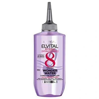 Imagen de L&#039;Oréal Paris Elvital Hydra Hyaluronic Wonder Water, fluido hidratante para cabello brillante, hialurónico un impulso hidratante, hidratación y cuidado de larga duración, 200 ml
