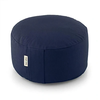Imagen de basaho Wheel Zafu Cojín de Meditación Algodón Orgánico Cáscara Trigo Sarraceno Funda Extraíble Lavable (Azul Medianoche)