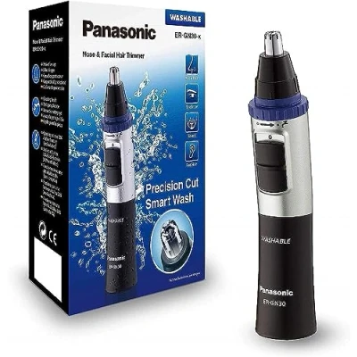 Imagen de Panasonic ER GN30 K503 Recortadora de Vello Facial para Nariz y Orejas, Húmedo/Seco, Cuchilla Hipoalergénica Doble Filo, Sistema Limpieza Vortex, Inalámbrico, Negro