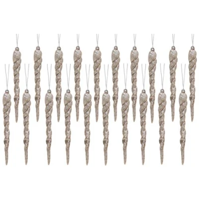 Imagen de Christmas Concepts® Decoraciones de carámbano Brillo 12 cm Adornos Lujo para árboles Navidad (champán, Paquete 20)