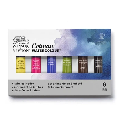 Imagen de Winsor &amp; Newton acuarela Cotman Caja de en tubo set 6 tubos 8 ml, colores surtidos