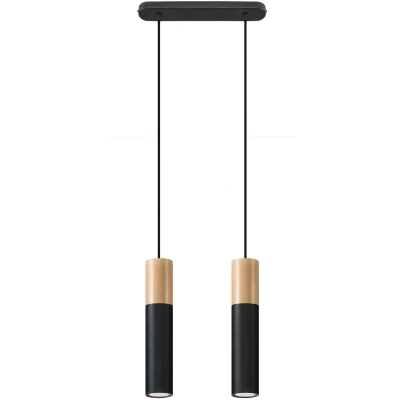 Imagen de SOLLUX lighting Pablo 3 Faretto Lampada A Sospensione Soffitto, Design Minimalista E Industriale, Lampadina GU10 Sostituibile, 3x40 W, Legno Natural