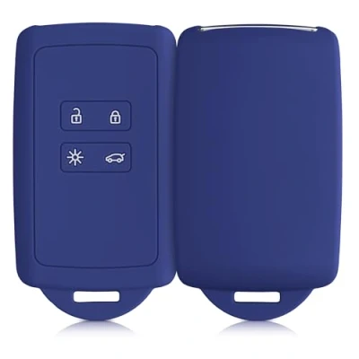 Imagen de kwmobile Funda de Silicona Compatible con Renault Llave Coche Smart Key 4 Botones (Solo Keyless Go) Carcasa Protectora para Llavero Case Mando Auto Azul Morado