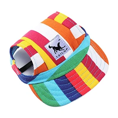 Imagen de Himlaya Gorra de Béisbol del Perro para Mascota Protector Solar Visera Deportes al Aire Libre, Sombrero Ajustable Perros Grandes, medianos y pequeños (S,arcoíris)